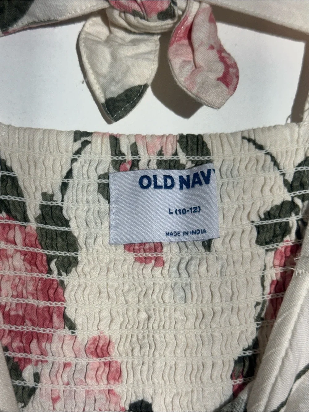 Old Navy Girls Cream Midi Dress with Pink Rose Print. Size Large (10-12)